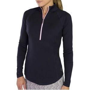 Jofit Women's Black Long Sleeve Top with Pink Zipper XL NWOT